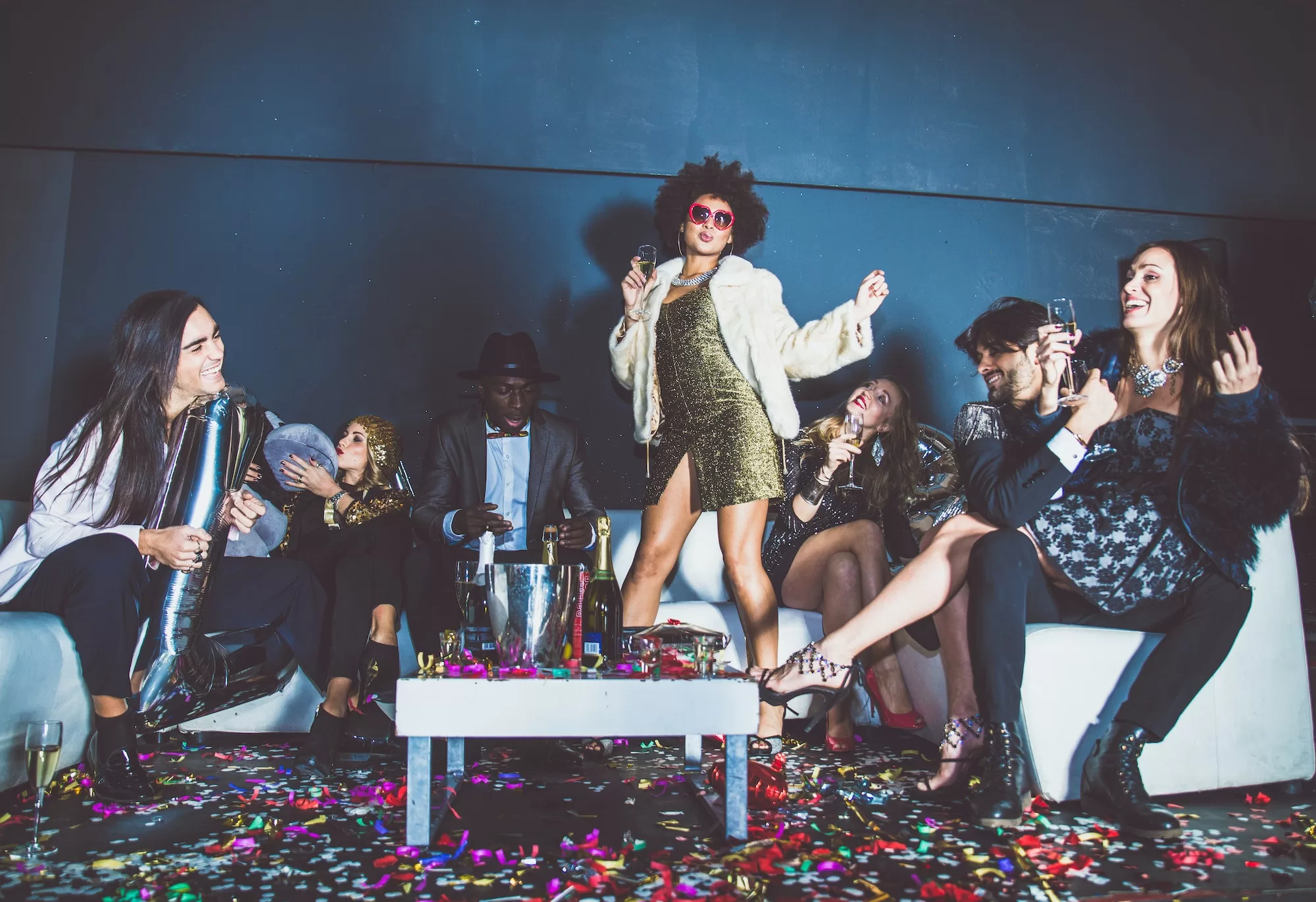 Friends having party in a nightclub